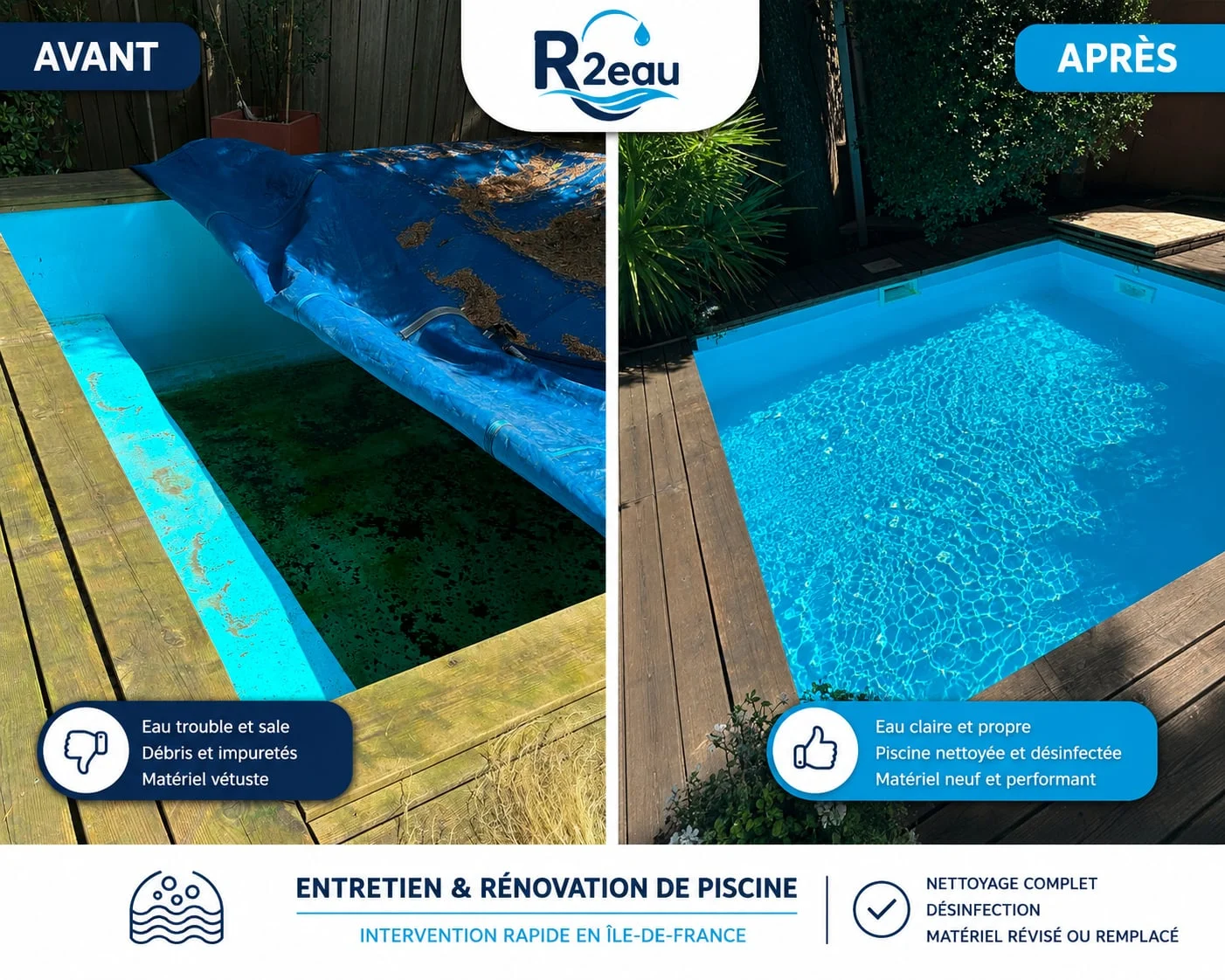 Avant / après R2eau — entretien et rénovation en Île-de-France